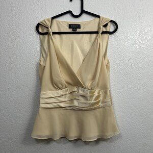 Liz Claiborne Champagne Butter Pleated Babydoll Blouse Top